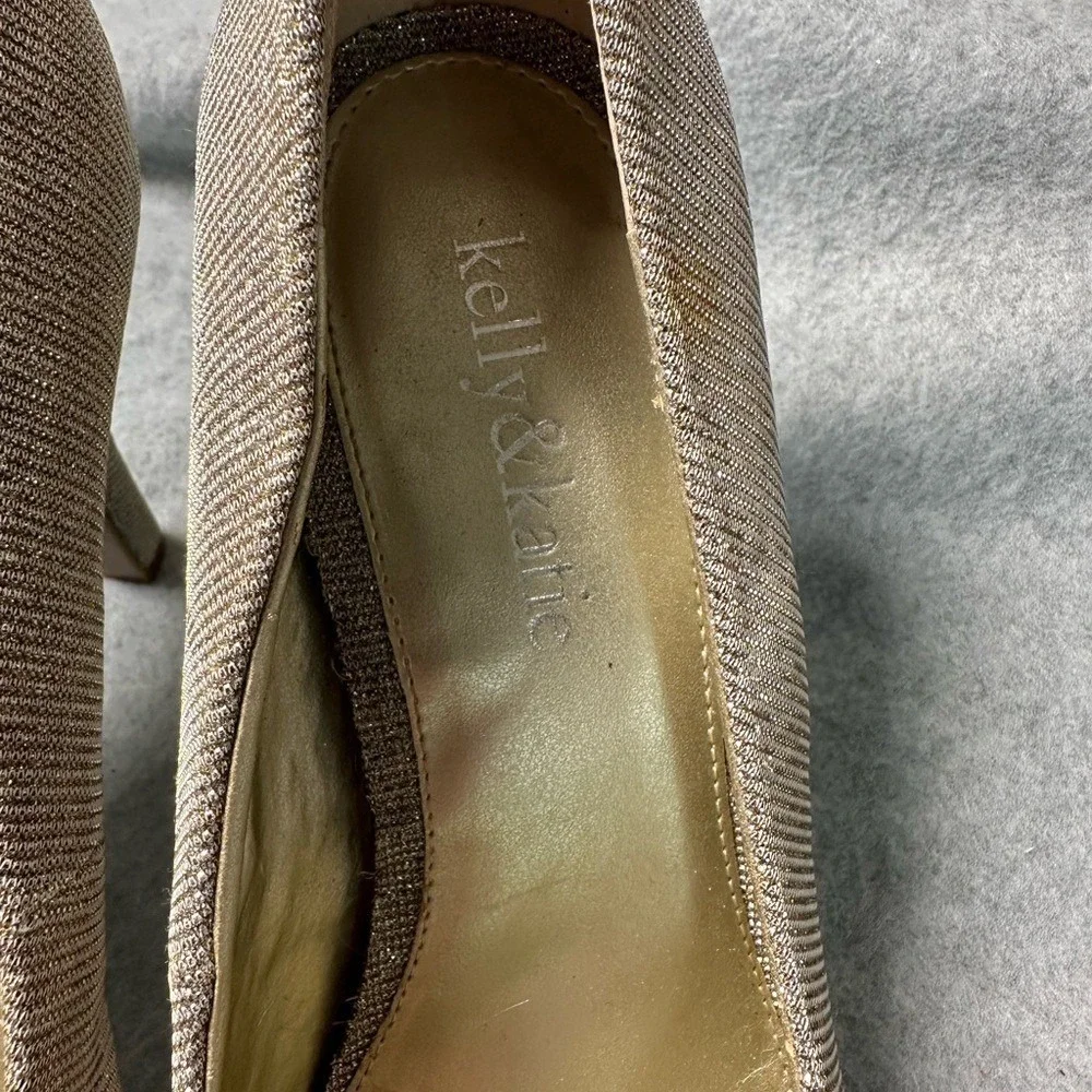 Kelly Katie Women's Glitter Heels Sparkle Pumps Champagne Gold Size 8.5